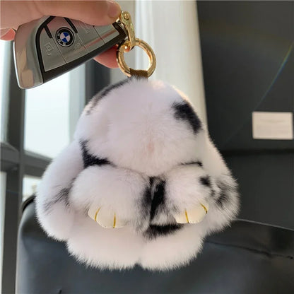 10cm Cute Plush Bunny Keychain – Women’s Fur Pom Pom Angel Rabbit Bag Charm & Toy Pendant for Girls