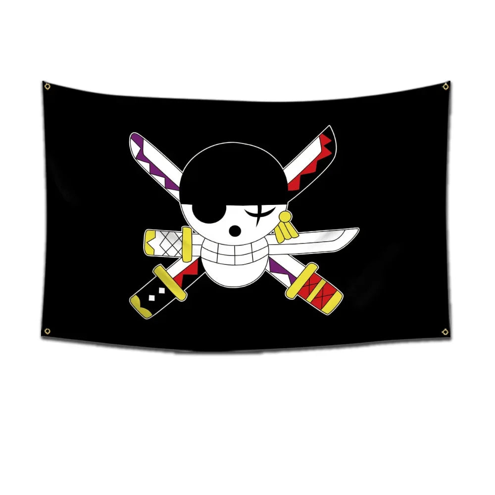 One Piece Pirate Skull Flag – Luffy Straw Hat Pirates Wall Decor & Banner for Kids' Bedroom, Gift