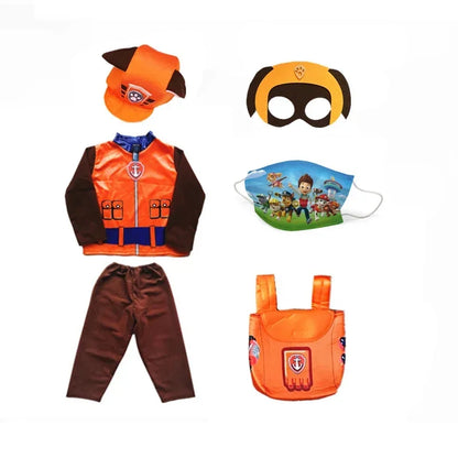 Anime Dog Patrol Kids Costume Set – Tops, Pants, Backpack & Hat for Marshall, Chase, Skye, Zuma, Rubble Halloween Cosplay