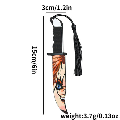 Horror Movie Fan Bookmark — Knife-Shaped Acrylic Bookmark with Tassel for Study & Reading