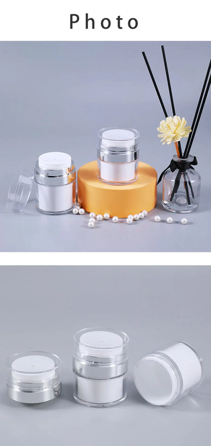15/30/50g Empty Airless Pump Jar — Refillable Acrylic Vacuum Bottle for Makeup, Lotion & Cosmetics