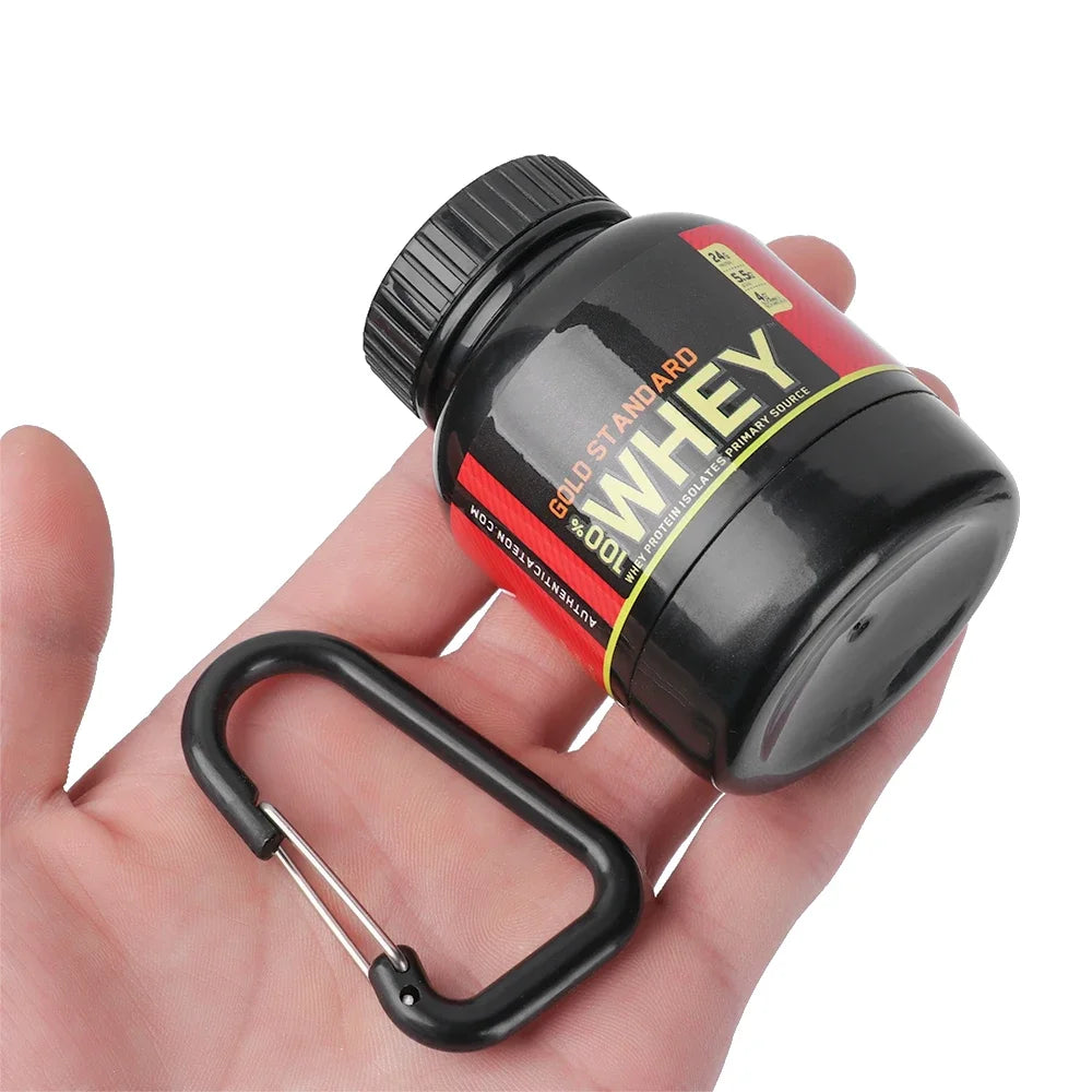 100/200ML Portable Mini Protein Powder Bottle — Keychain Health Container with Funnel for Sports & Outdoors