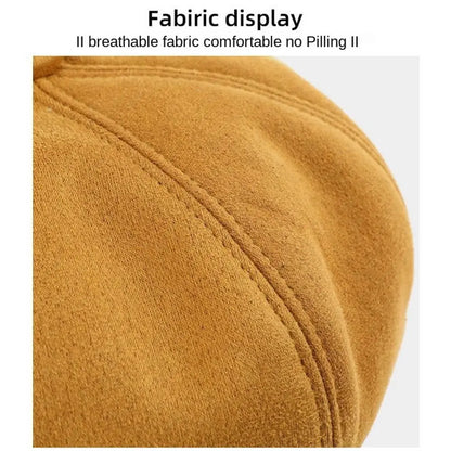 Casual Suede Fabric Hat — Solid Color Adjustable Baker Newsboy Beret Cap
