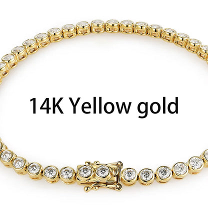 Kuololit Bezel Set Moissanite Tennis Bracelet – Solid 14K/10K/925 Silver, Round D VVS1 for Women, Engagement & Christmas Jewelry