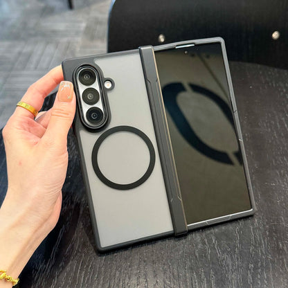 MagSafe-Compatible Case for Samsung Galaxy Z Fold 7 – Translucent Hinge, Shockproof Folding Cover with Magnetic Wireless Charging