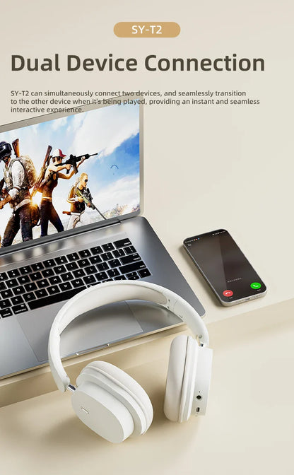 SY-T2 Bluetooth Headset – High-Quality Noise Reduction Wireless Headphones with Microphone for Gamers