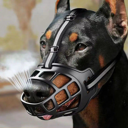 Adjustable Dog Muzzle with Reflective Strip – Anti-Biting Breathable Plastic Mouth Cover for Dogs