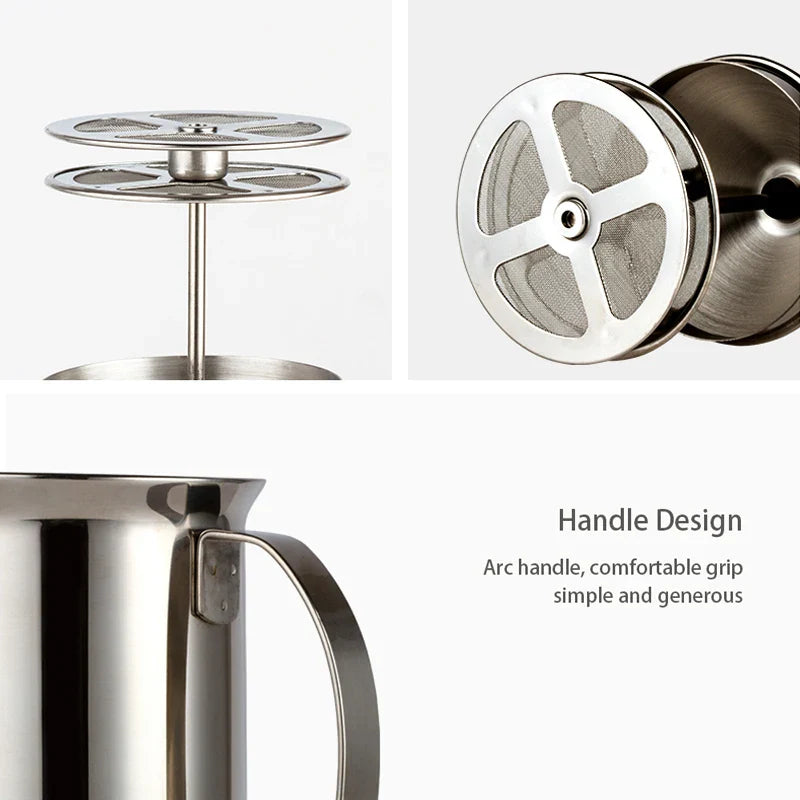 Double Mesh Stainless Steel Milk Frother & Creamer – 400ML Coffee Foam Maker, Egg Beater & Kitchen Mixing Tool for Latte Art