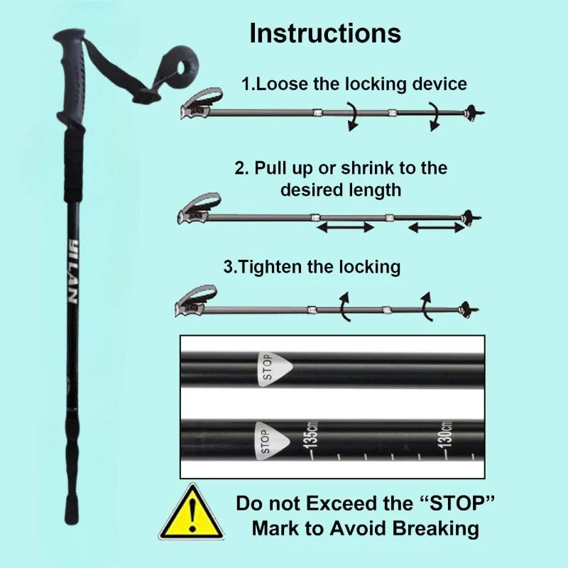 Collapsible Lightweight Hiking Trekking Poles — Adjustable Anti-Shock Walking Sticks for Men and Women