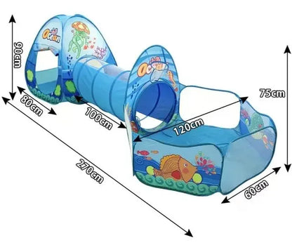 Children’s 3-in-1 Foldable Tent & Playpen – Indoor Ball Pit with Polyester Tunnel for Kids