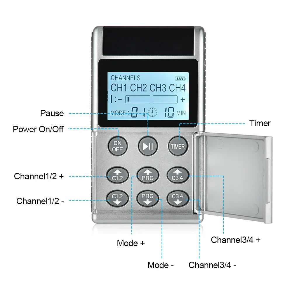 15-Mode EMS TENS Electric Muscle Stimulator — Full Body Physiotherapy Pulse Massager for Pain Relief and Health Care