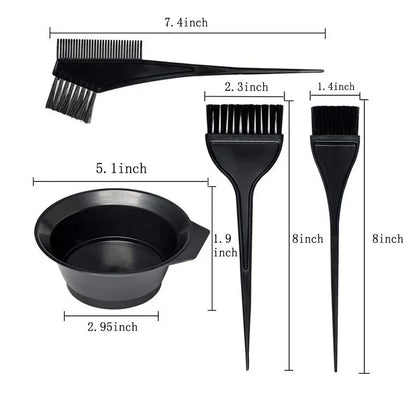 4-Piece Hair Dyeing Kit – Hair Color Mixing Bowl with Brush for DIY Salon & Home Hair Coloring and Bleaching