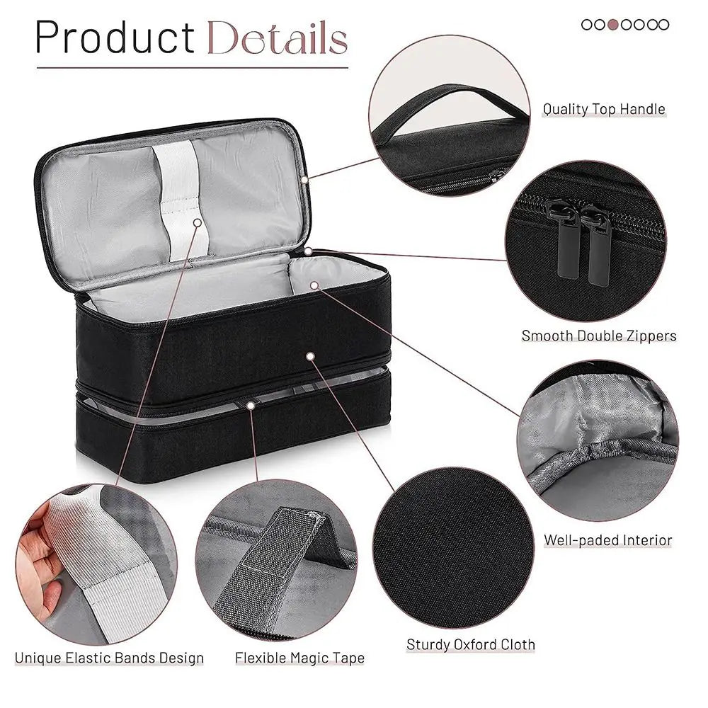 Double-Layer Waterproof Hair Dryer Case – Portable Large Capacity Curler Bag for Shark FlexStyle/Dyson Airwrap