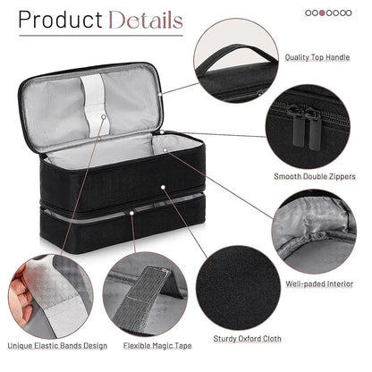 Double-Layer Waterproof Hair Dryer Case – Portable Large Capacity Curler Bag for Shark FlexStyle/Dyson Airwrap