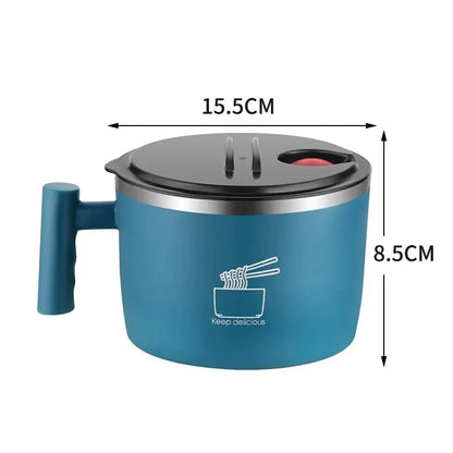 Stainless Steel Instant Noodle Bowl with Lid - Sealed & Portable Drain Bowl, Ideal Kitchen Utensil for Instant Noodles
