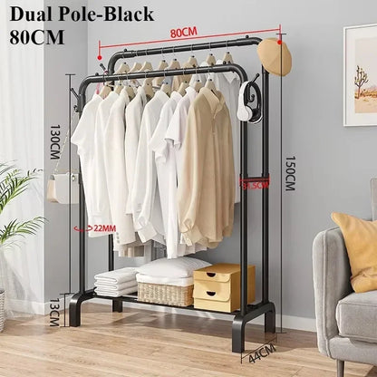 Metal Floor Standing Clothes Rack – Detachable & Easy-to-Assemble Storage Organizer