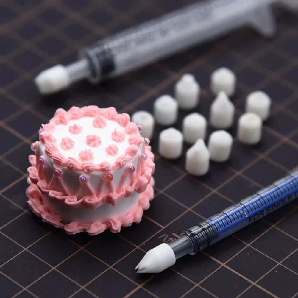 6pcs Mini Cake Dessert Food Nozzles Set - Press Clay Nozzles, Sharpener, Milk Cream Tools for Mini Clay Creations