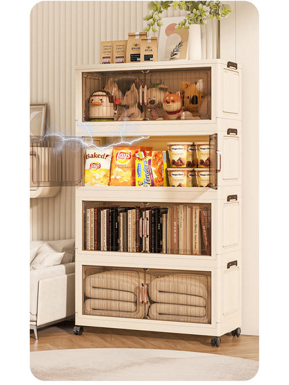 Installation-Free Foldable Storage Cabinet – Plastic Organizer for Kids’ Clothes & Snacks