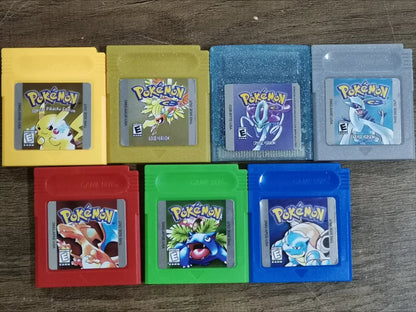 Pokemon 16-Bit Game Cartridge for GBC – Blue, Crystal, Gold, Green, Red, Silver, Yellow Series, USA Version