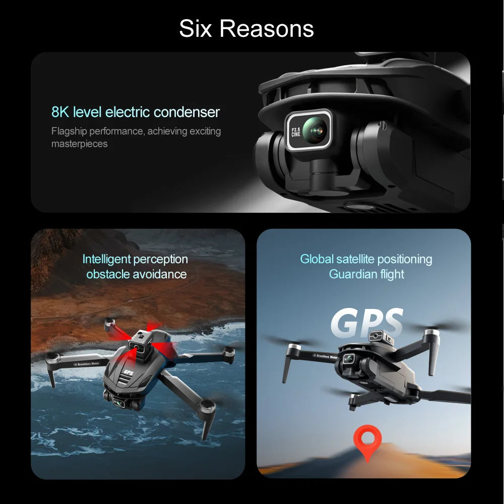 2025 V168 Pro MAX GPS Drone – 8K HD Camera, 5G WiFi FPV, 360° Obstacle Avoidance, Brushless RC Quadcopter