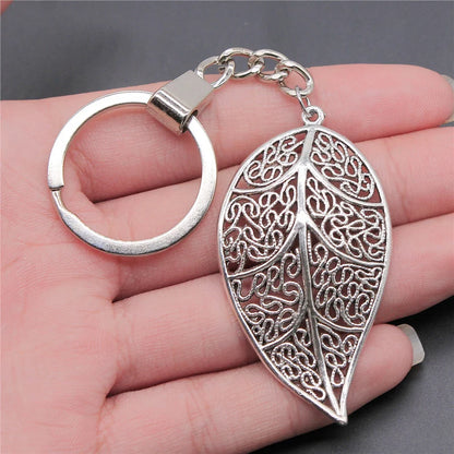 New Fashion Men 30mm Metal Alloy Keychain with Vintage Heart, Flower, Rose, Sunflower & Tree Pendant DIY Keyring Holder Chain Accessory