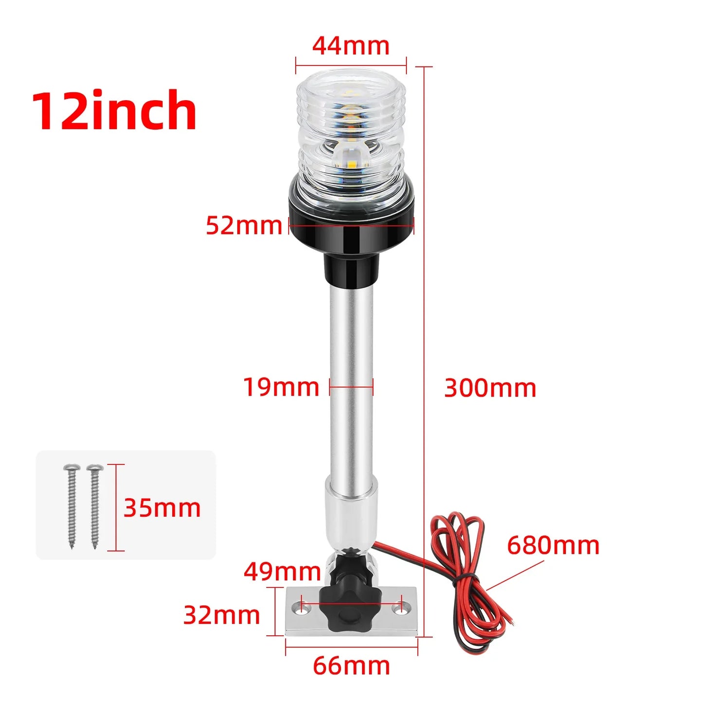 12V/24V LED Boat Navigation Light – 360° Fold Down Marine Signal Anchor Light for Yacht & Sailing