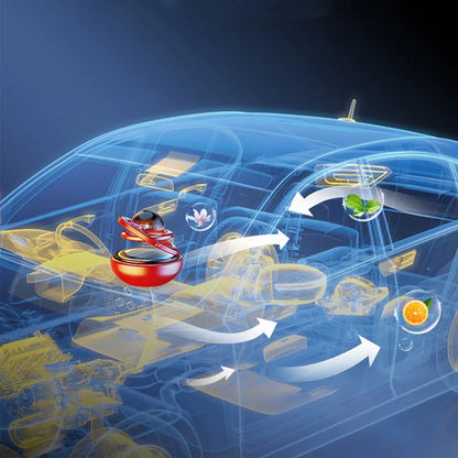 Car Solar Aromatherapy Ornaments – Double-Ring Suspended Crystal Ball with Aromatherapy Perfume, Creative Car Decoration