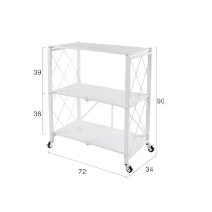 Foldable Large Iron Frame Storage Shelves – Installation-Free Standing Metal Shelving Unit for Kitchen