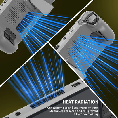 Back Cooling Cover with Sliding Shell for Steam Deck — Hard Protective Case with Kickstand Gaming Accessory