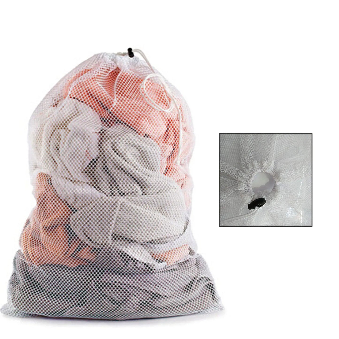 Large 60x90cm Laundry Mesh Bag — Solid Color Drawstring Clothes Washing Bag, Anti-Snag & Deformation