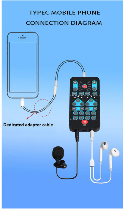 M10 Portable Voice Changer Device – Male to Female Switch, Karaoke & Live Sound Tuning Card