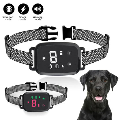Smart Automatic Anti-Bark Dog Collar HD Digital Display IP67 Waterproof Rechargeable Bark Control Training Device for Dogs Stop Barking System