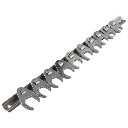 10pcs 3/8" Drive Crowfoot Wrench Set — 10-22mm Metric Open-End Spanners for Torque Wrenches