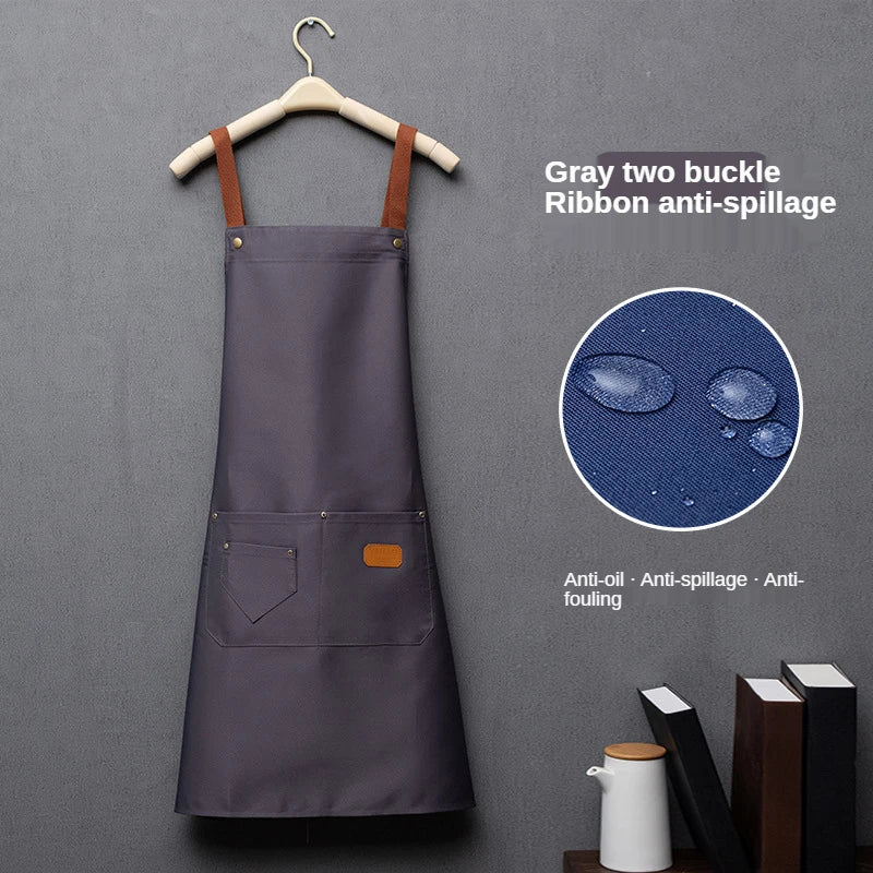 Customized Embroidery Kitchen Apron – Waterproof Bib with Logo, Signature, Pockets, and Waist Bag for Home Chefs & Bakers