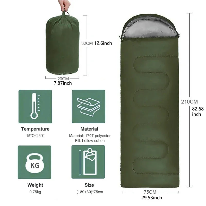 Ultralight Camping Sleeping Bag - Waterproof, 4-Season Warm Envelope for Backpacking, Outdoor Traveling & Hiking