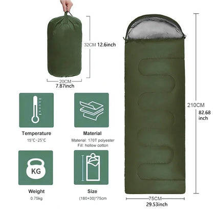 Ultralight Camping Sleeping Bag - Waterproof, 4-Season Warm Envelope for Backpacking, Outdoor Traveling & Hiking