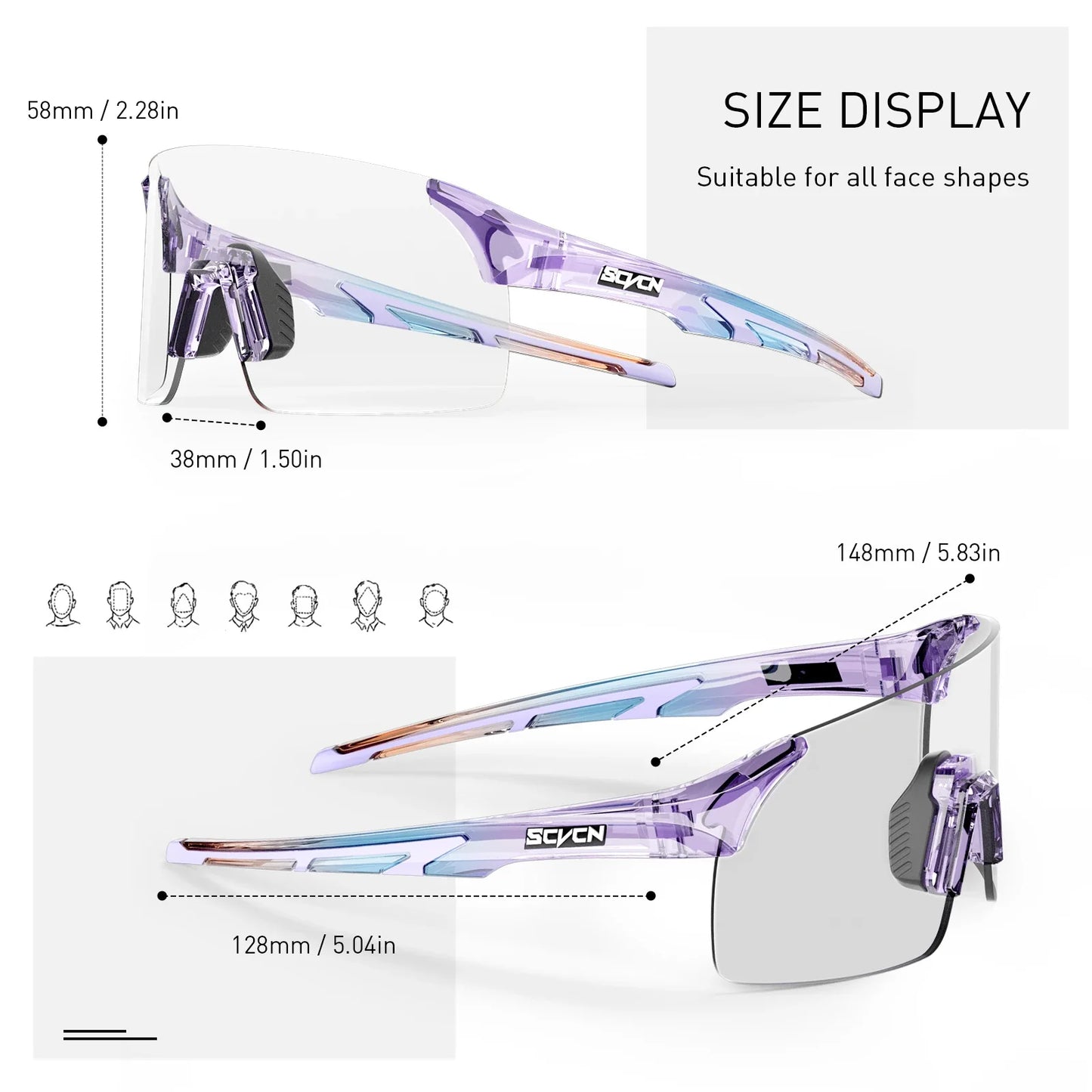 SCVCN Photochromic Sunglasses for Cycling & Outdoor Sports - Men & Women's MTB Climbing Eyewear, Driving Bicycle Goggles