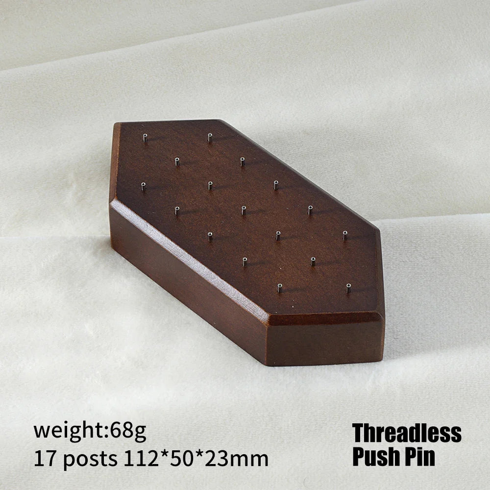 High-Quality Beech Wood Jewelry Display Stand — Push Pin Holder for 16G/14G Threadless Piercing & Body Jewelry