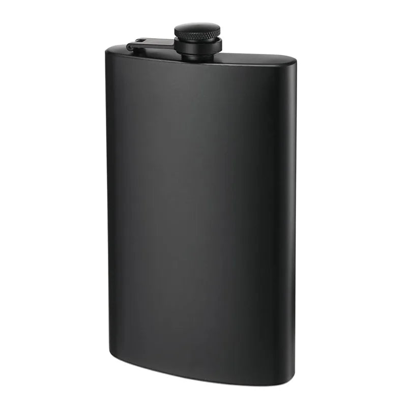 6/8/12oz Stainless Steel Full-Black Hip Flask with Funnel – Pocket Flask for Alcohol, Whiskey, Screw Cap (KC0139)