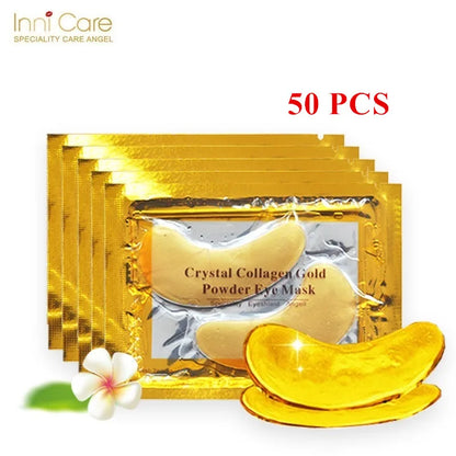InniCare Crystal Collagen Gold Eye Masks – 50/60/80/100 Pcs Anti-Dark Circle Beauty Patches for Eye Skin Care, Korean Cosmetics