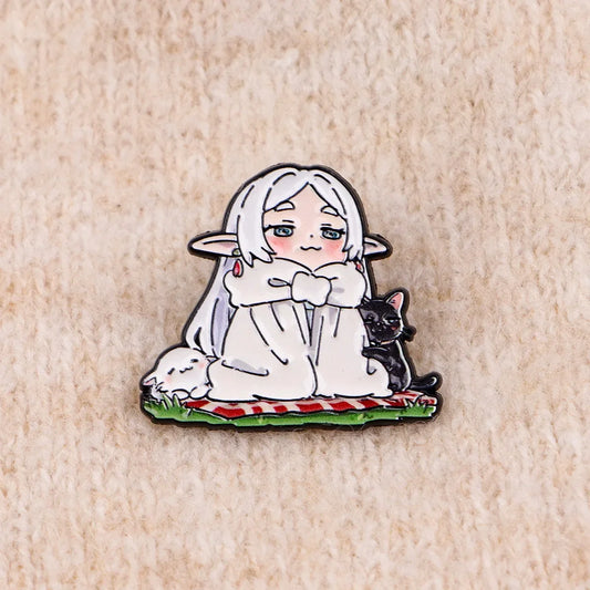 Frieren Anime Girl Enamel Pin - Manga Lapel Badge for Backpacks, Hats & Cosplay Accessories