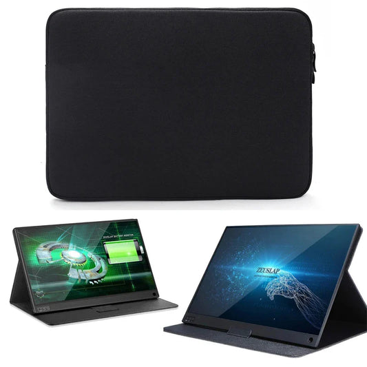 Waterproof Canvas Sleeve Bag for ZEUSLAP 16" Portable Monitor – Anti-Drop Flocking Zip Pouch Carry Case
