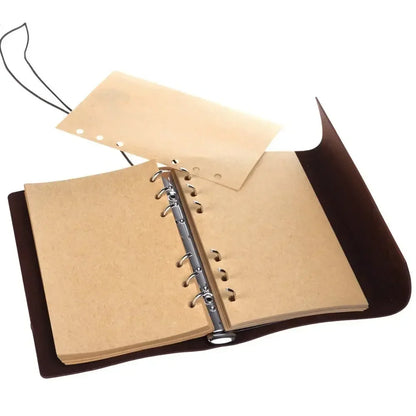 Retro Leather Notebook & Journal – Agenda Binder, Sketchbook with Replaceable Kraft Paper, 14x10cm, Korean Stationery