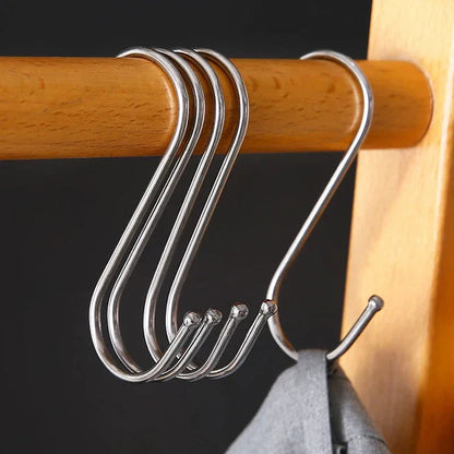 Stainless Steel Sharp Tip S Hooks – Hanging Utensil, Meat, and Clothes Hangers for Kitchen & Butcher Shop