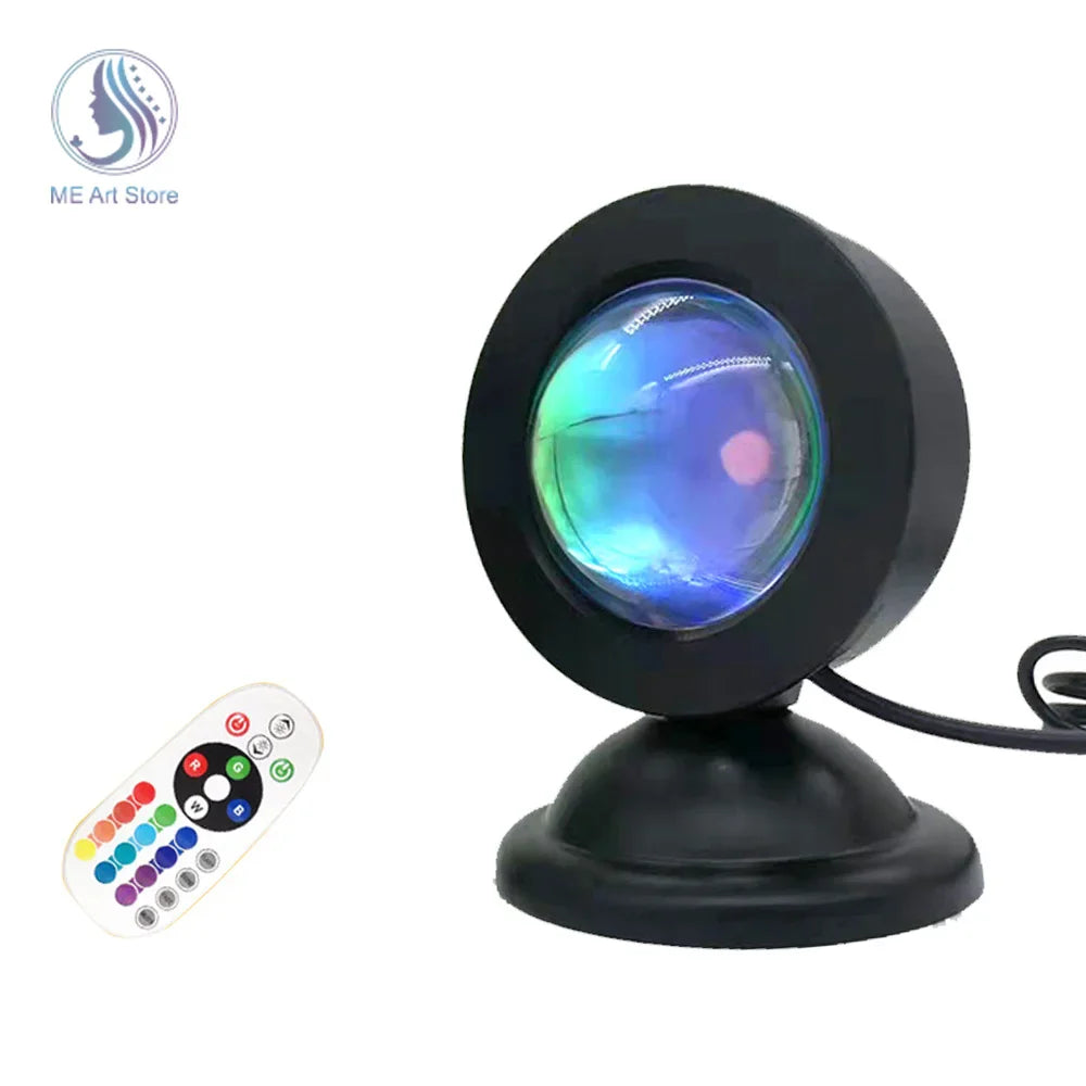New Sunset Light with Earbuds & Remote Control – 16 Colors, Customizable Version