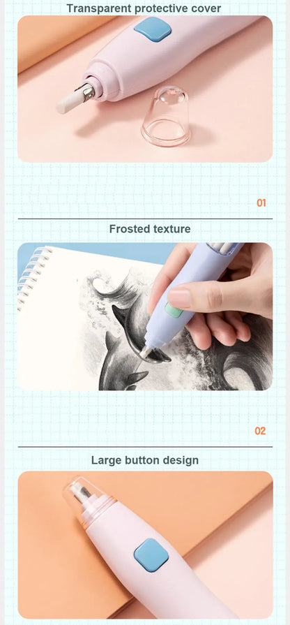 Deli Electric Eraser Pen — Automatic Sketch & Drawing Eraser with Refill Batteries for Kids