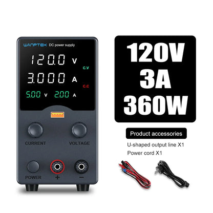 Wanptek Adjustable DC Bench Power Supply 30V 10A – Variable Lab Voltage Regulator 60V/5A & 120V/3A Precision Power Supply