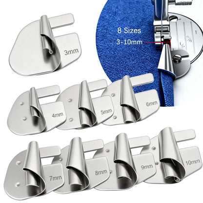 8-Piece Rolled Hemmer Foot Set - 3–10mm Spiral Edge Presser Feet for Sewing Machines