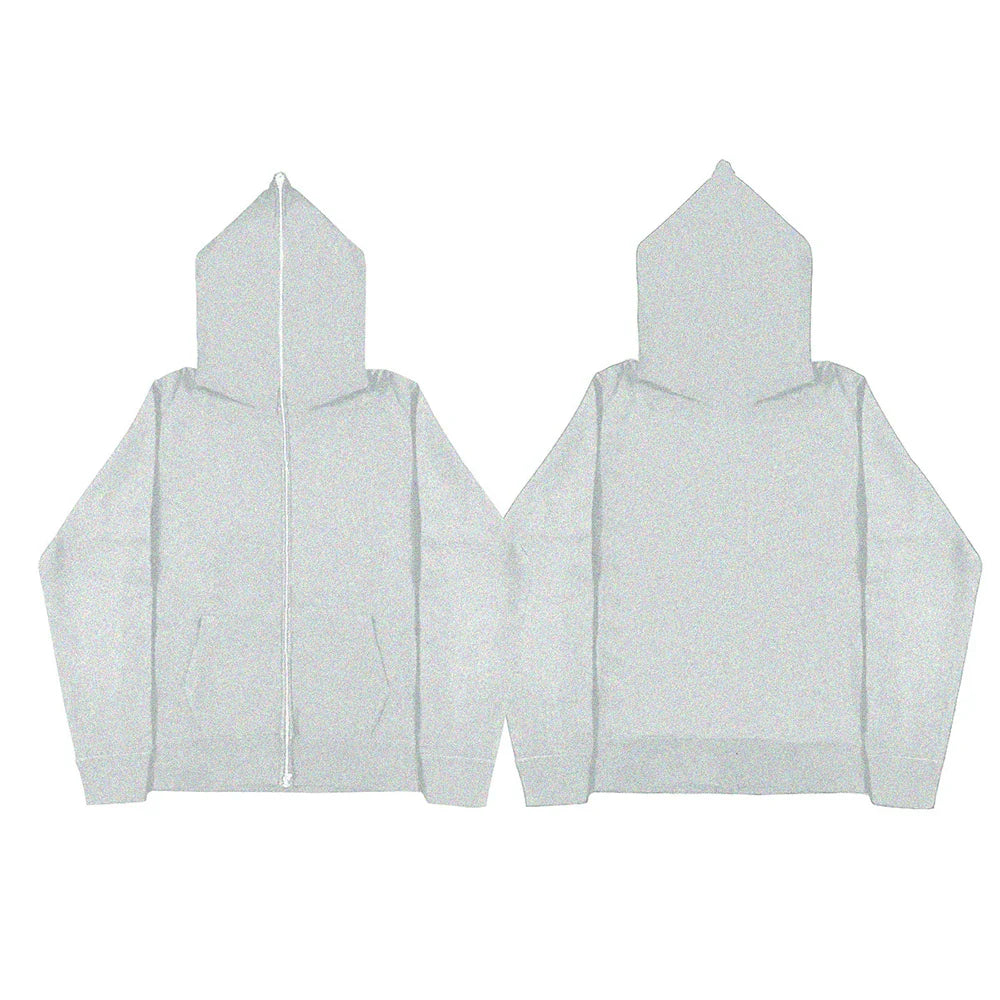 Men’s Harajuku Zip-Up Hoodie Jacket – Retro Black Oversized Long Sleeve Sweatshirt Coat