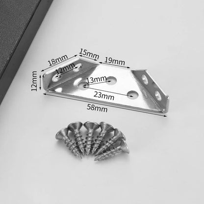 Universal Stainless Steel Corner Braces: Heavy-Duty Angle Shelf Brackets with Screws - Ideal Furniture Corner Connectors (5/10pcs)